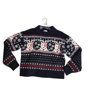 Universal Thread Navy‎ Alpine Bullseye Dog Fair Isle Christmas Sweater XS